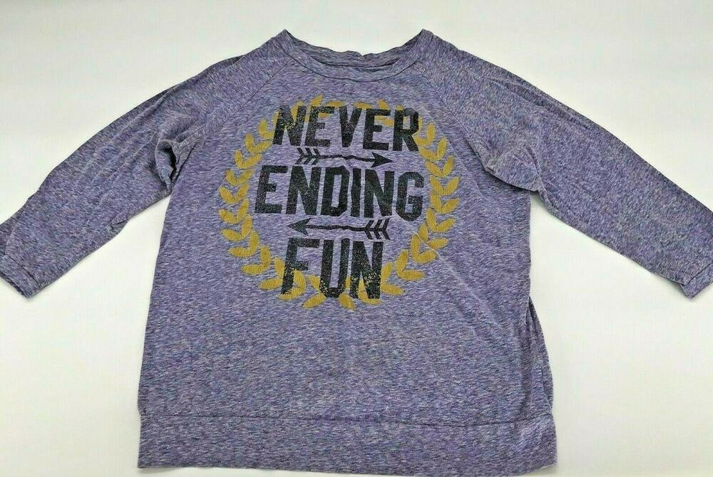 Unbranded Juniors Shirt Too Graphic Never Ending Fun Size L 11/13 